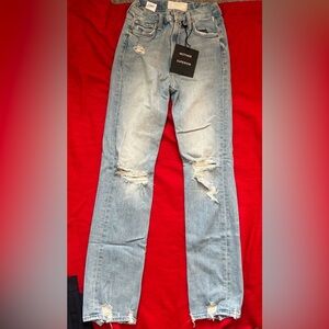 MOTHER Light Blue Ripped Skinny Jeans